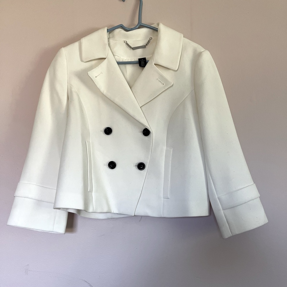 White with black buttons dress jacket